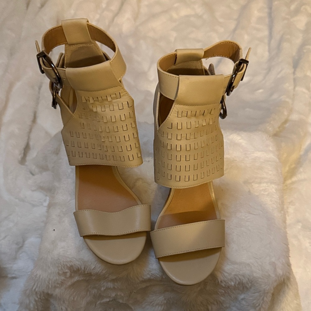 Joe’s Cream Leather Women's Wedge Sandals